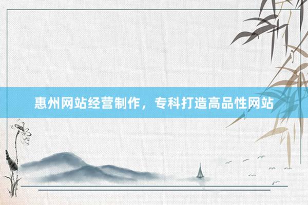 惠州网站经营制作，专科打造高品性网站